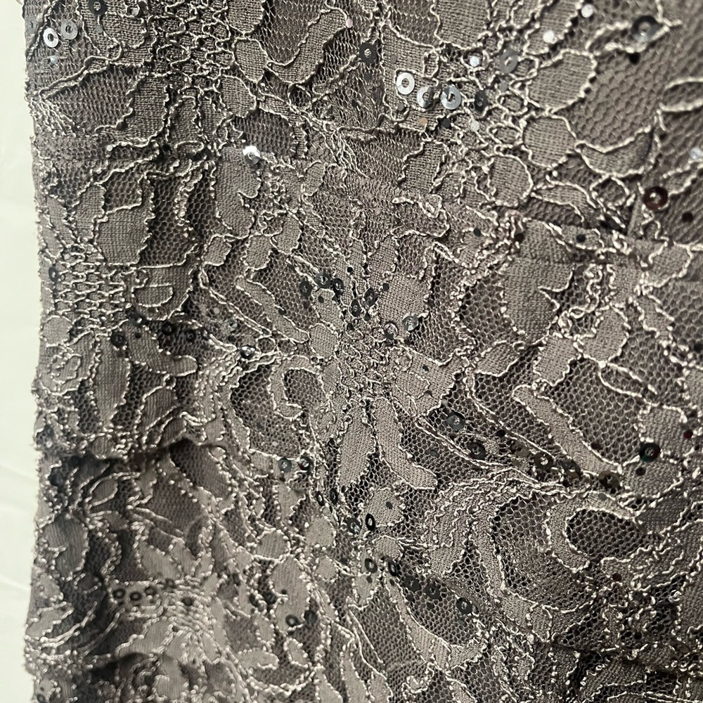 Scarlett Lace V-Neck Midi Dress in Gray - Picture 4 of 8